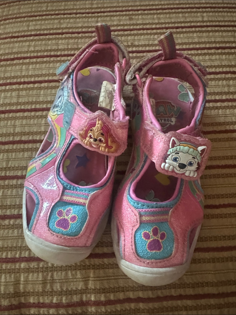 Paw Patrol Pink Glitter Hook-and-Loop Kids Sandals with Character Appliqués